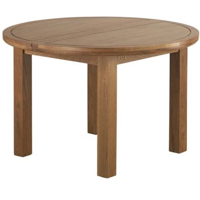Knightsbridge 4ft Rustic Solid Oak Round Extending Dining Table